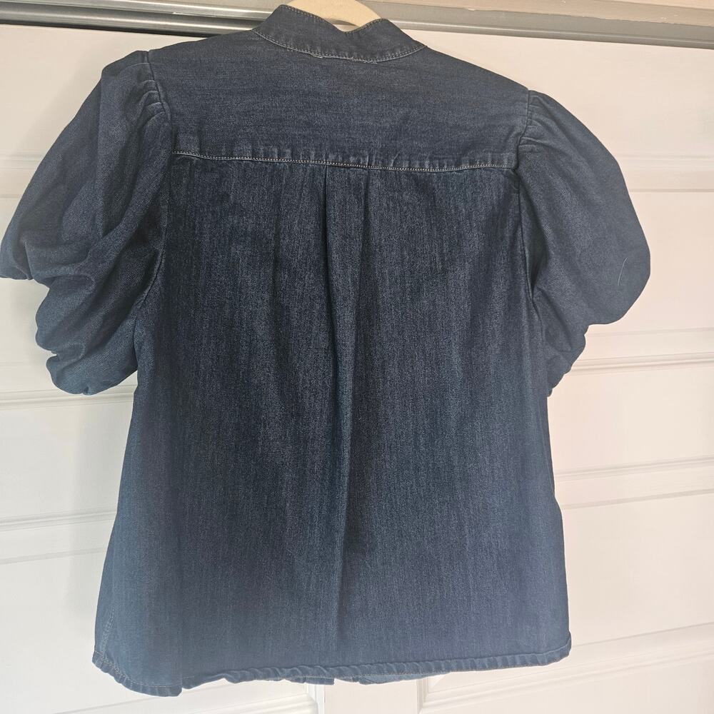 Truth by Republic Denim Puff Sleeve Blouse Size M 100% Cotton Prairie - Picture 3 of 8